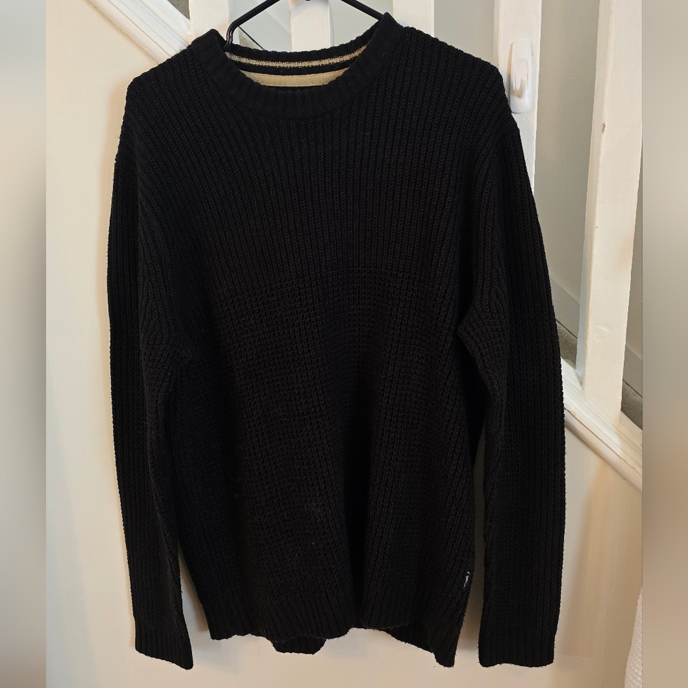 ONLY & SONS Black Crewneck Sweater with Textured Knit | XL